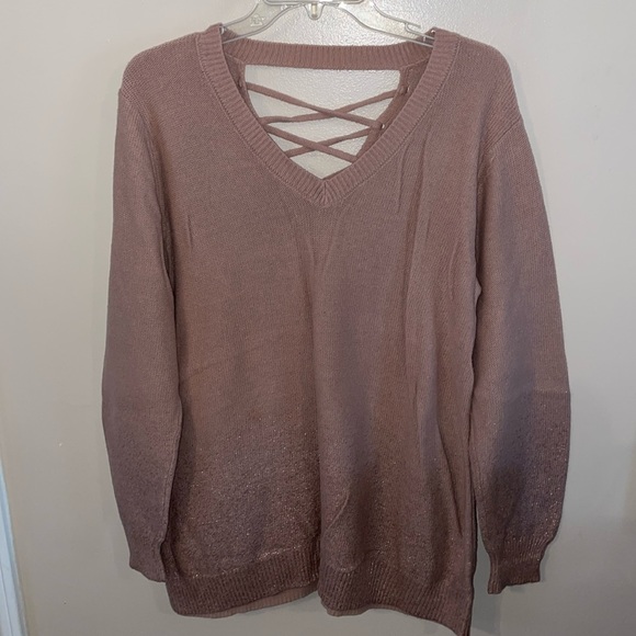 Torrid size 2X long sleeve sweater, latticed back, rose gold - Picture 1 of 5